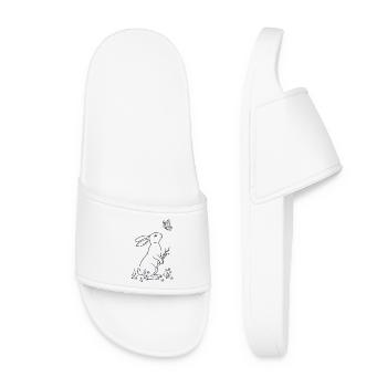 Lapin de Pâques et Papillon – LineArt - Claquettes Femme - blanc - Devant