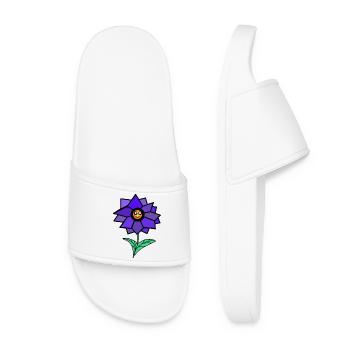 Geometrische Blumen  Kawaii-Blume - Frauen Badelatschen - Weiß - Vorne