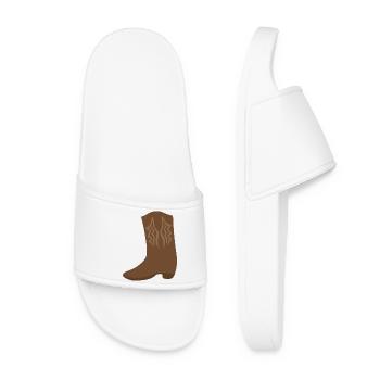 Western Boot Stitch Art - Women’s Pool Sliders - white - Front