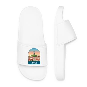 Quito Ecuador El Panecillo Vintage Travel Art - Women’s Pool Sliders - white - Front