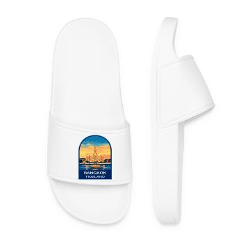 Bangkok Wat Arun Thailand Retro Sunset Travel Badg - Women’s Pool Sliders - white - Front