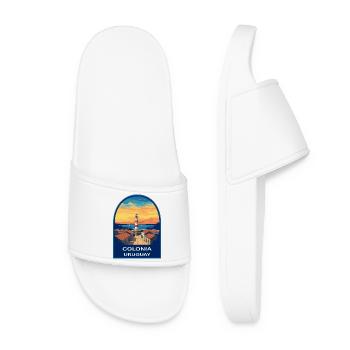 Colonia Uruguay Lighthouse Retro Sunset Badge - Women’s Pool Sliders - white - Front