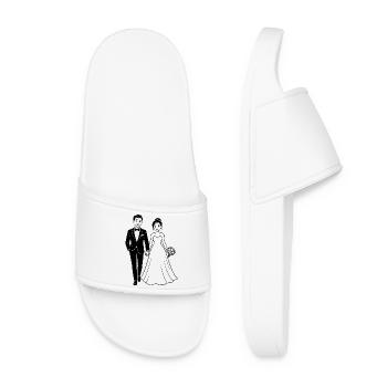 Bride and groom silhouette black - Women’s Pool Sliders - white - Front