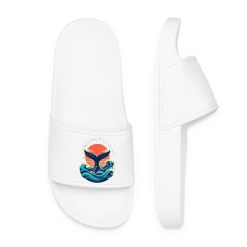 Whale Tail on Sunset - Women’s Pool Sliders - white - Front
