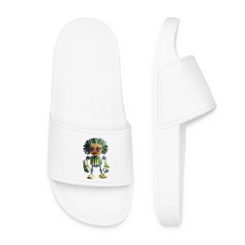 Funny Leek Man Character - Women’s Pool Sliders - white - Front