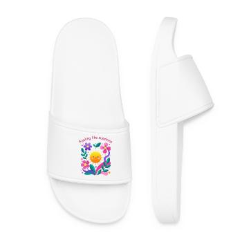 Feeling the sun: floral motif - Women’s Pool Sliders - white - Front