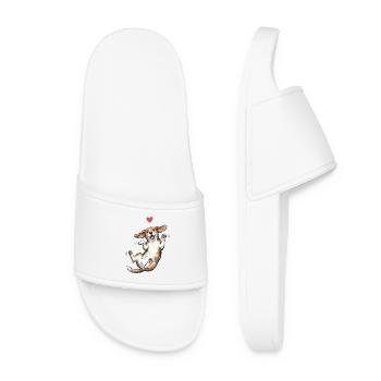 Cadeau pour chien Corgi Happy Heart - Claquettes Femme - blanc - Devant