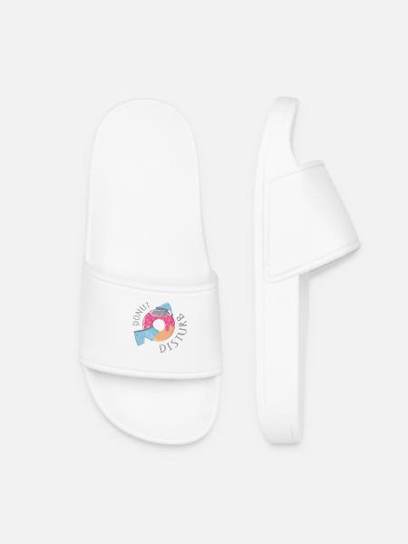 „Donut Disturb“ - Lustiges Schlaf-Shirt - Frauen Badelatschen - Weiß