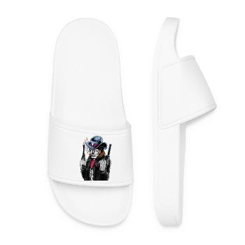 Skeleton Cowboy Revolver Western - Women’s Pool Sliders - white - Front