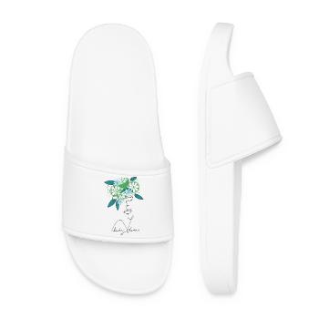 Lady Lime Lineart Design - Women’s Pool Sliders - white - Front