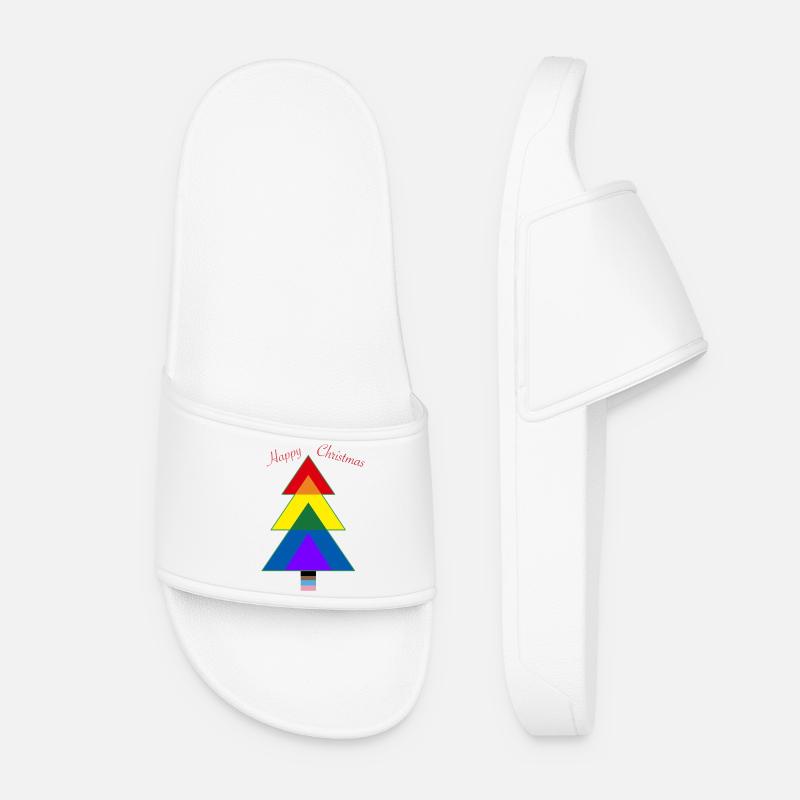 Christmas tree- Pride tree LGBTQ+ - Women’s Pool Sliders - white
