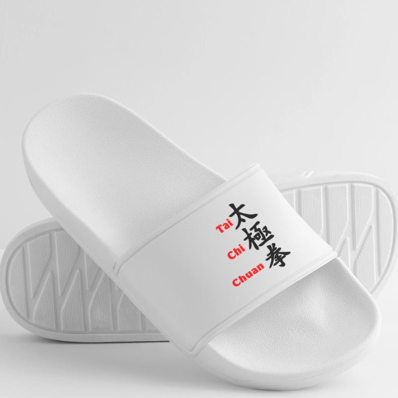 tai ji quan script vertical with text red Women’s Pool Sliders
