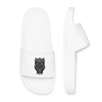Mythische Boho Eule mit surrealen Mustern - Frauen Badelatschen - Weiß - Vorne