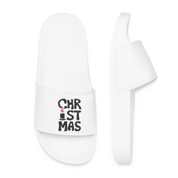 Christmas Fire Candle Graffiti Christmas icon - Women’s Pool Sliders - white - Front
