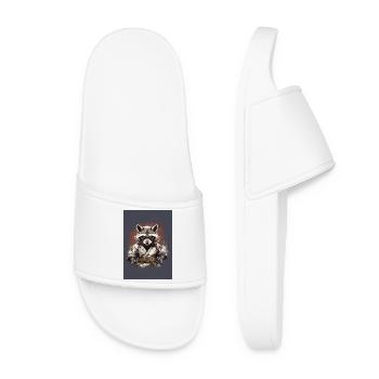 kung Fu karate raccoon - Women’s Pool Sliders - white - Front