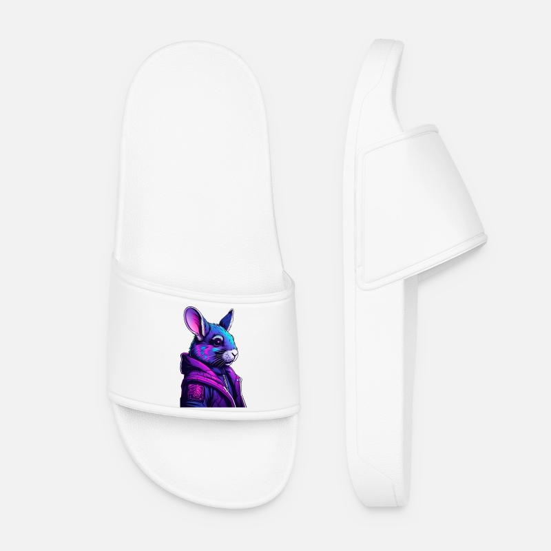 Futuristic Chinchilla Portrait - Women’s Pool Sliders - white