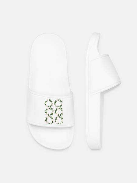 Blumenmuster in Gräser-Form - Frauen Badelatschen - Weiß