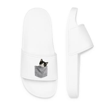 Cat Pocket jette un coup d’œil à un chat mignon dans la poche - Claquettes Femme - blanc - Devant