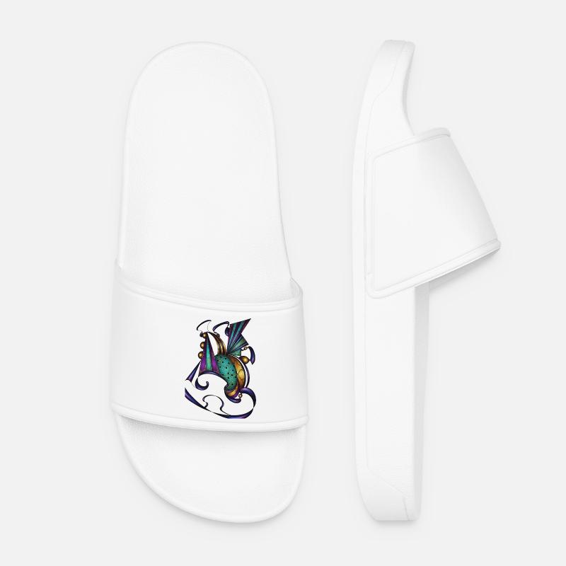 Turquoise Purple Ornamentation - Women’s Pool Sliders - white