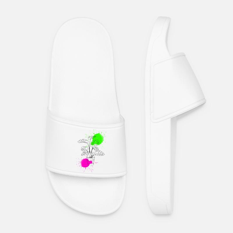 Funky Monstera - Women’s Pool Sliders - white