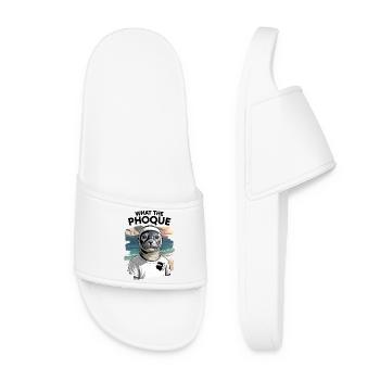 Cadeau Humour Corse What the Phoque Souvenir Île - Claquettes Femme - blanc - Devant