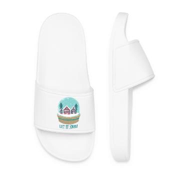 Snow Globe Village in Winter - Women’s Pool Sliders - white - Front