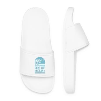 Save the ocean activist quotes retro aesthetic - Women’s Pool Sliders - white - Front