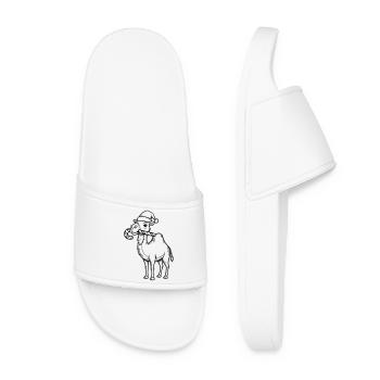 Camel with Santa Hat Illustration - Women’s Pool Sliders - white - Front
