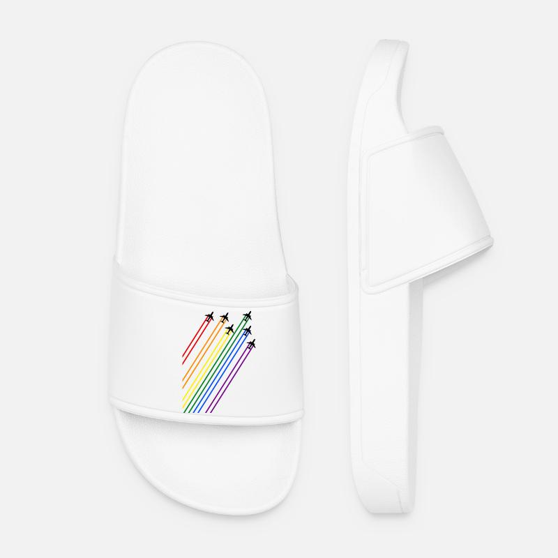 Black planes with rainbow trails - Women’s Pool Sliders - white