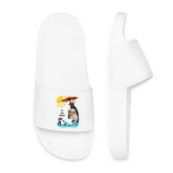 Vacances avec un manchot sur la plage et cocktail - Claquettes Femme - blanc - Devant