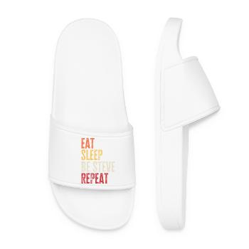 Eat Sleep Be Steve Repeat Retro Name - Women’s Pool Sliders - white - Front
