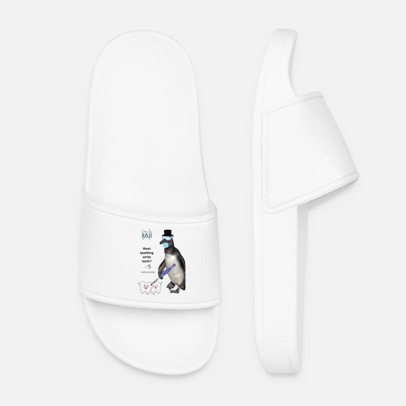 Funny Teeth Cleaning Design for Dental Practice - Women’s Pool Sliders - white