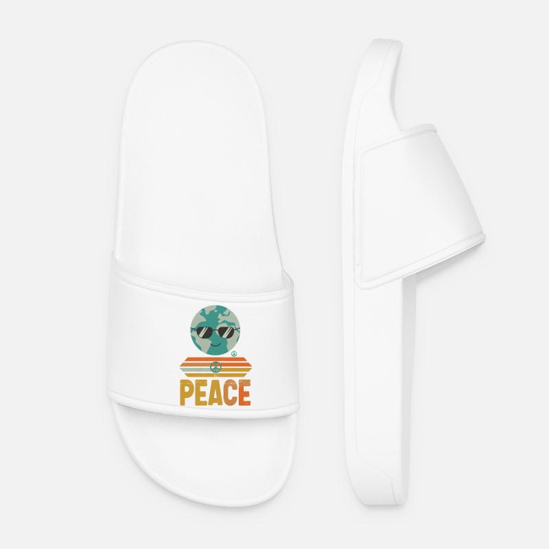 Erde mit Peace-Sonnenbrille Retro - Frauen Badelatschen - Weiß