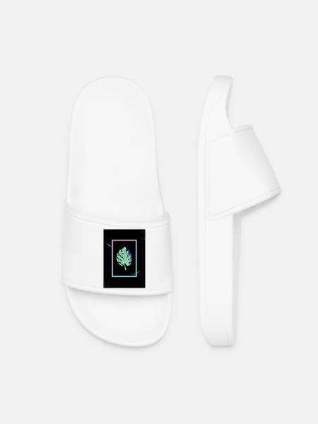 Monstera Neon Frame - Frauen Badelatschen - Weiß