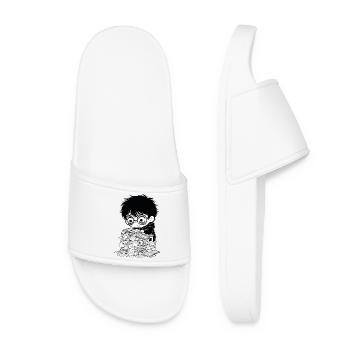 Sticker Burnout Étudiant Livres Noir et Blanc - Claquettes Femme - blanc - Devant