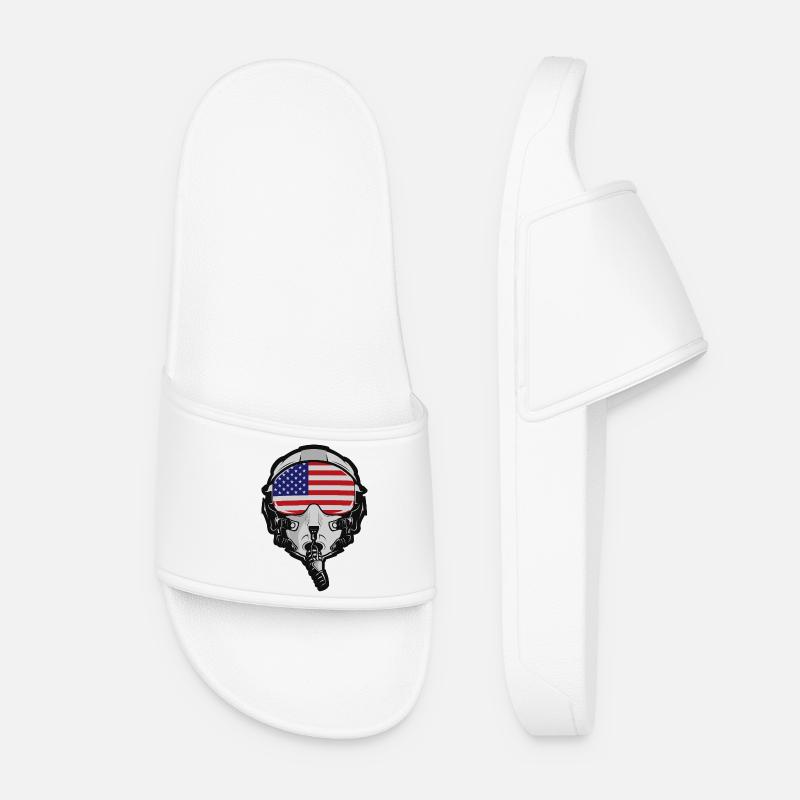 US Pilot Helm mit amerikanischer Flagge - Frauen Badelatschen - Weiß