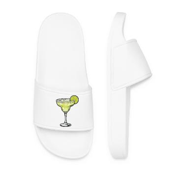 Lime Margarita Glass Illustration - Women’s Pool Sliders - white - Front