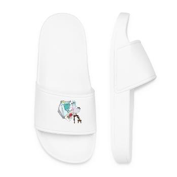 Boom Pigeon End Of The World First Strike Cartoon - Women’s Pool Sliders - white - Front