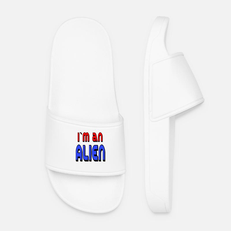 ALIEN 🛸 bold text in red and blue - Women’s Pool Sliders - white