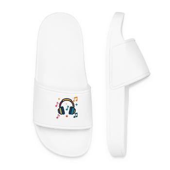 Headphones And Notes - Women’s Pool Sliders - white - Front