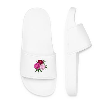 Peony pink white and red - Women’s Pool Sliders - white - Front