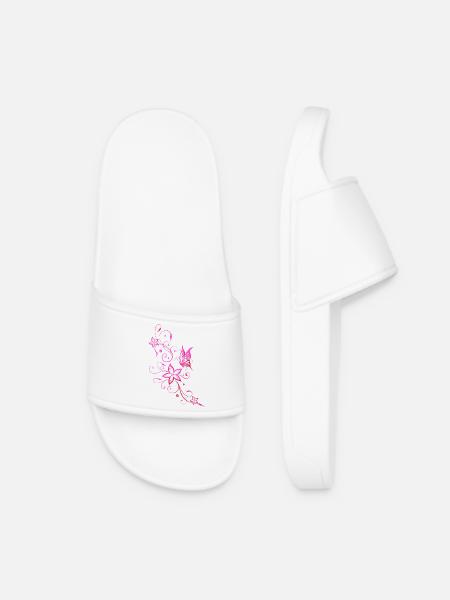 Sommer Blumen Blumenranke Schmetterling Pink - Frauen Badelatschen - Weiß