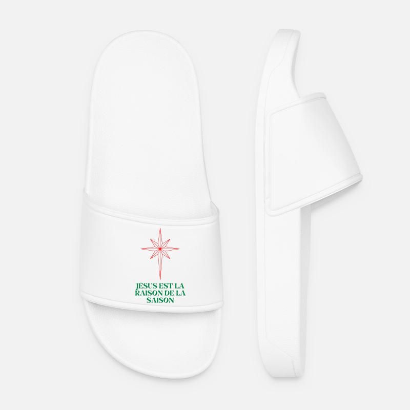 Weihnachtsstern mit religiösem Zitat - Frauen Badelatschen - Weiß