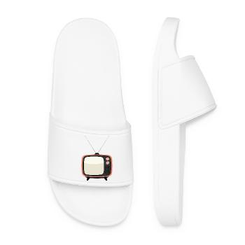 Retro Tv Vintage Television Set - Women’s Pool Sliders - white - Front