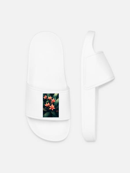 Fleurs tropicales orange au feuillage vert foncé - Claquettes Femme - blanc