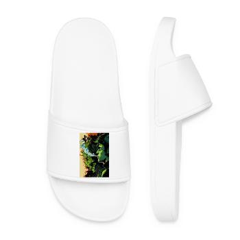 Visage psychédélique vert - Claquettes Femme - blanc - Devant