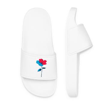 Blau rote Blume - Frauen Badelatschen - Weiß - Vorne