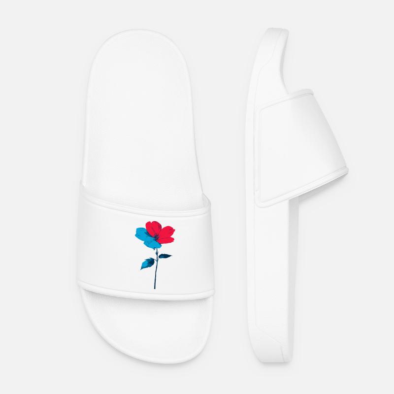 Blue Red Flower - Women’s Pool Sliders - white