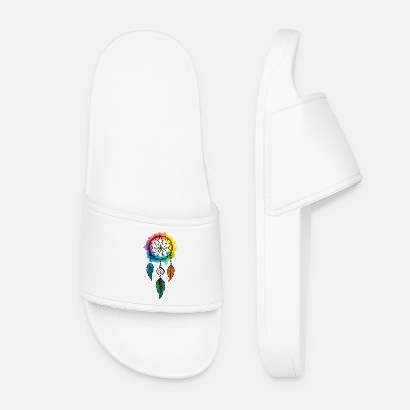 Catching dreams, colors flowing - Women’s Pool Sliders - white
