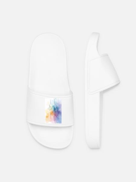 Watercolors Abstract, Watercolor Art Colored - Women’s Pool Sliders - white